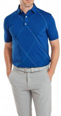 FootJoy Raker Print Lisle, Deep Blue, pánské golfové tričko