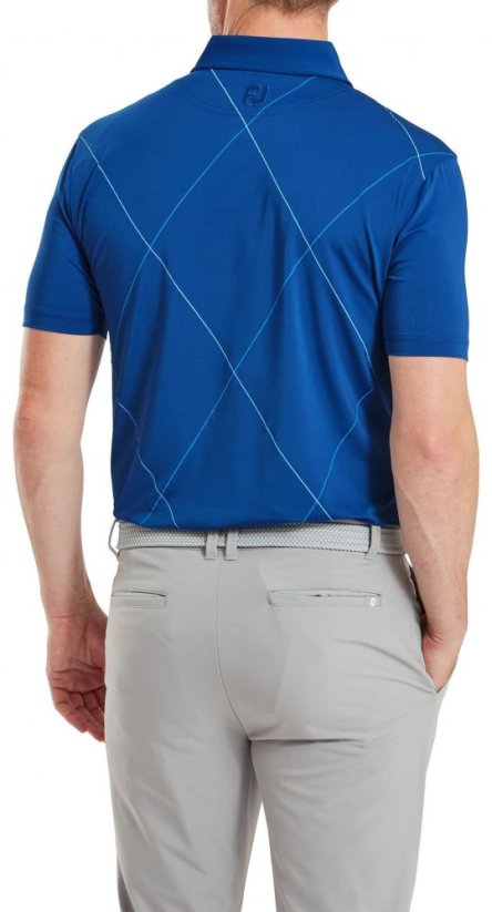 FootJoy Raker Print Lisle, Deep Blue, pánské golfové tričko