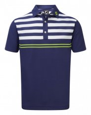 FootJoy Stretch Pique with Graphic Stripes, Twilight with White, Citrus