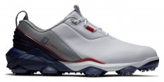 Pánské golfové boty FootJoy Tour Alpha, White, Navy, Grey, se spiky