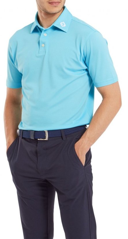 FootJoy Stretch Pique Solid, Riviera Blue, pánské golfové tričko