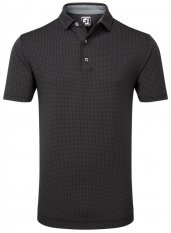 FootJoy Stretch Lisle Dot Print, Black, Grey, pánské golfové tričko