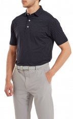 FootJoy Stretch Lisle Dot Print, Navy, pánské golfové tričko