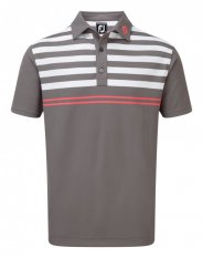 FootJoy Stretch Pique with Graphic Stripes, Granite with White, Watermelon