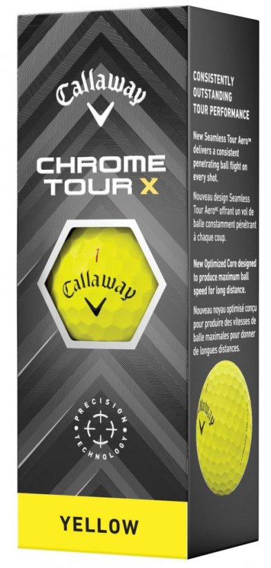Callaway Chrome Tour X 24, žluté, 3 golfové míčky