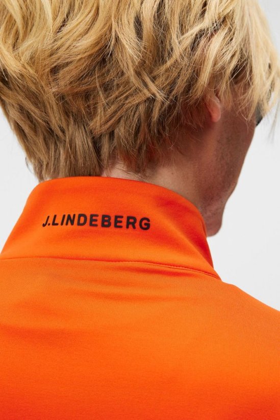 J.Lindeberg Luke Quarter Zip Mid Layer, Tangerine Tango, pánská golfová mikina