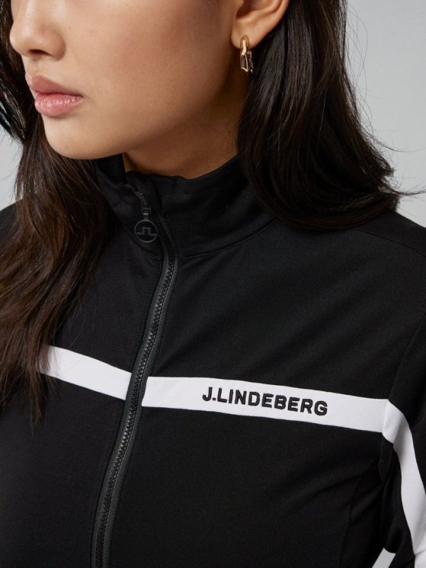J.Lindeberg Janice Mid Layer, Black, dámská golfová mikina
