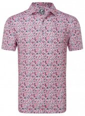 FootJoy Primrose Print Lisle, Coral Red, pánské golfové tričko