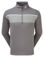 FootJoy Jersey Chest Stripe Chill-Out Pullover, Granite with Heather Grey, White