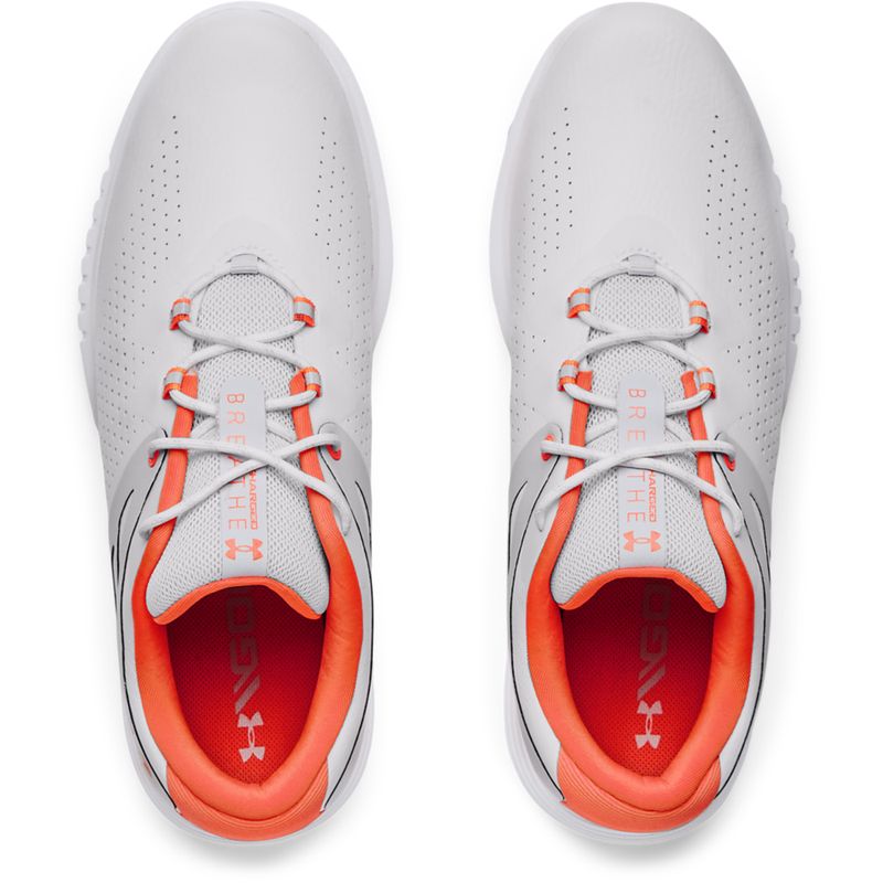 Under Armour Charged Breathe SL, White, Halo Gray, Electric Tangerine