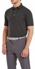 FootJoy Stretch Lisle Dot Print, Black, Grey, pánské golfové tričko