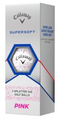 Golfové míčky Callaway SuperSoft, Splatter Pink, 3 míčky