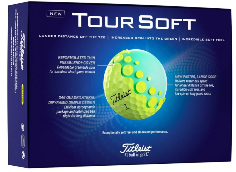 Titleist Tour Soft, žluté, 3 míčky (2024)